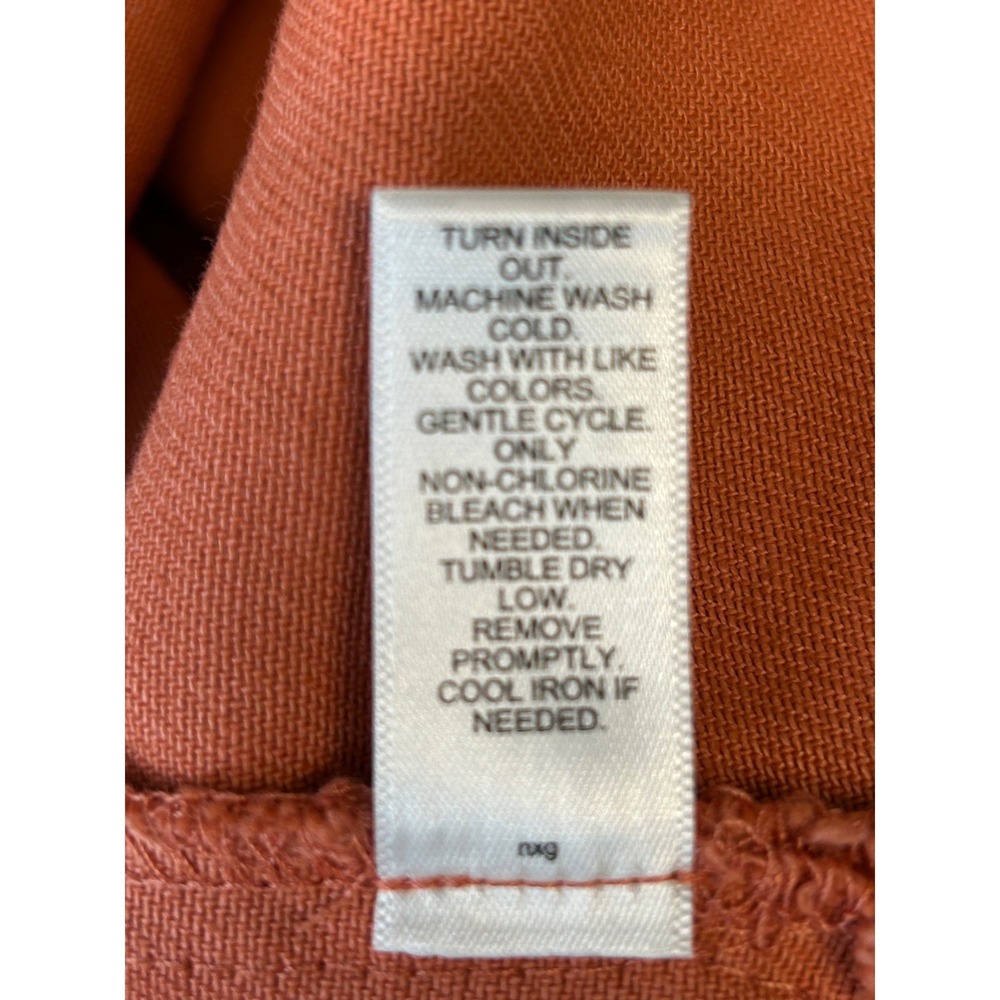 Versona Burnt Orange Raw Hem Button Down Shirt Jacket XL Terracotta Cotton - Picture 8 of 10
